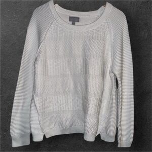 Pure Collection Cotton Crewneck Sweater White Sz 12 large
